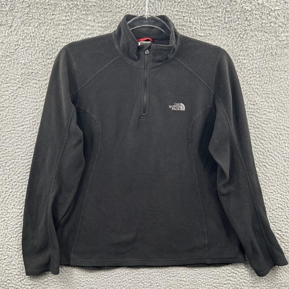 The North Face Fleece Pullover Womens Medium Black TKA 100 Glacier Zip Sweater‎